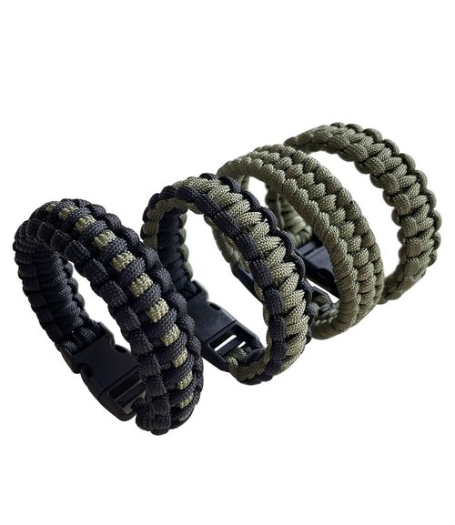 CIBBALIY 2 Army Green Paracord Bracelets 8.5" Braided Tactical Bracelet include Parachute Cord and Plastic Buckles for Hiking Travelling Camping (ArmyGreenP1)