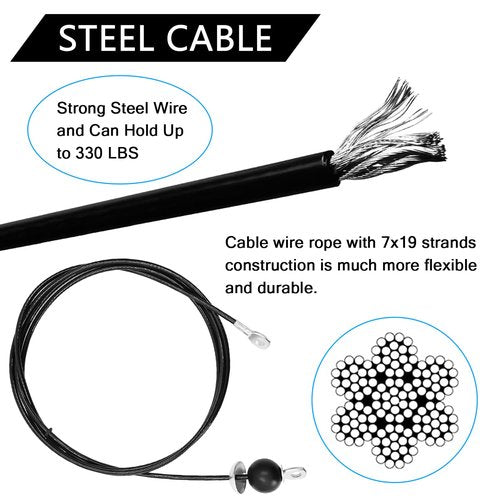 Favuit Fitness Pulley Cable, Gym Replacement Cable Heavy Duty Steel Wire Rope Fitness Cable Pulley System Attachments Home Gym Machine Equipment Workout Accessories (79IN)