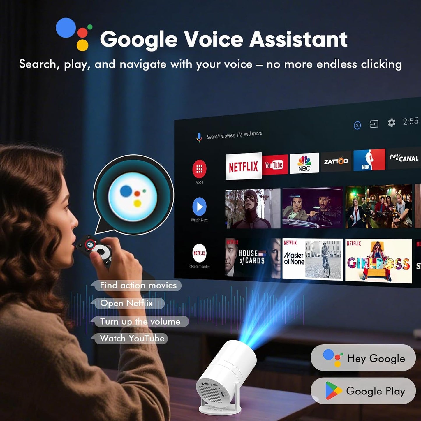 Mini Projector with WiFi and Bluetooth, Portable Movie Projector with 180° Rotatable, 1080P HD Supported, Auto Vertical Keystone, Compatible with Smartphone, TV Stick, Laptop, HDMI, USB