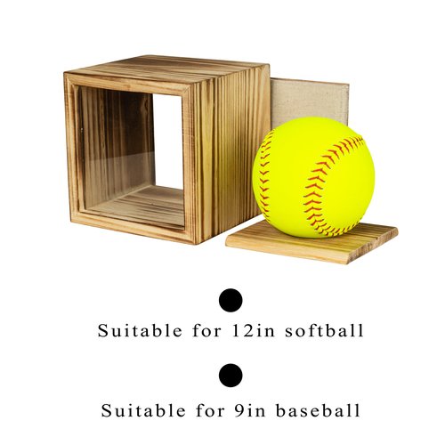 Freezing point 9" Baseball 12" Softball Display Case for Balls Homerun Shadow Box Frame Wall Mount Small Stand Holder Cubes Memorabilia Clear Sport Collectibles Single Gifts for Boys Carbonized