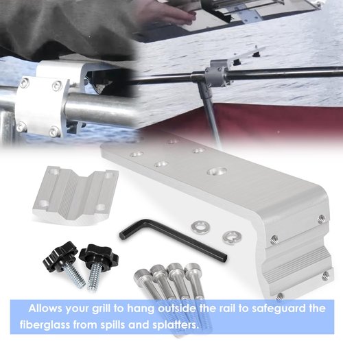 Deecaray 58182 Stow N' Go Grill Rail Mount Bracket, Compatible with Any Kuma Grill and RV Boat Camping Inside/Outboard 7/8" to 1-1/4" Round or 1-1/4" Square Horizontal Railings