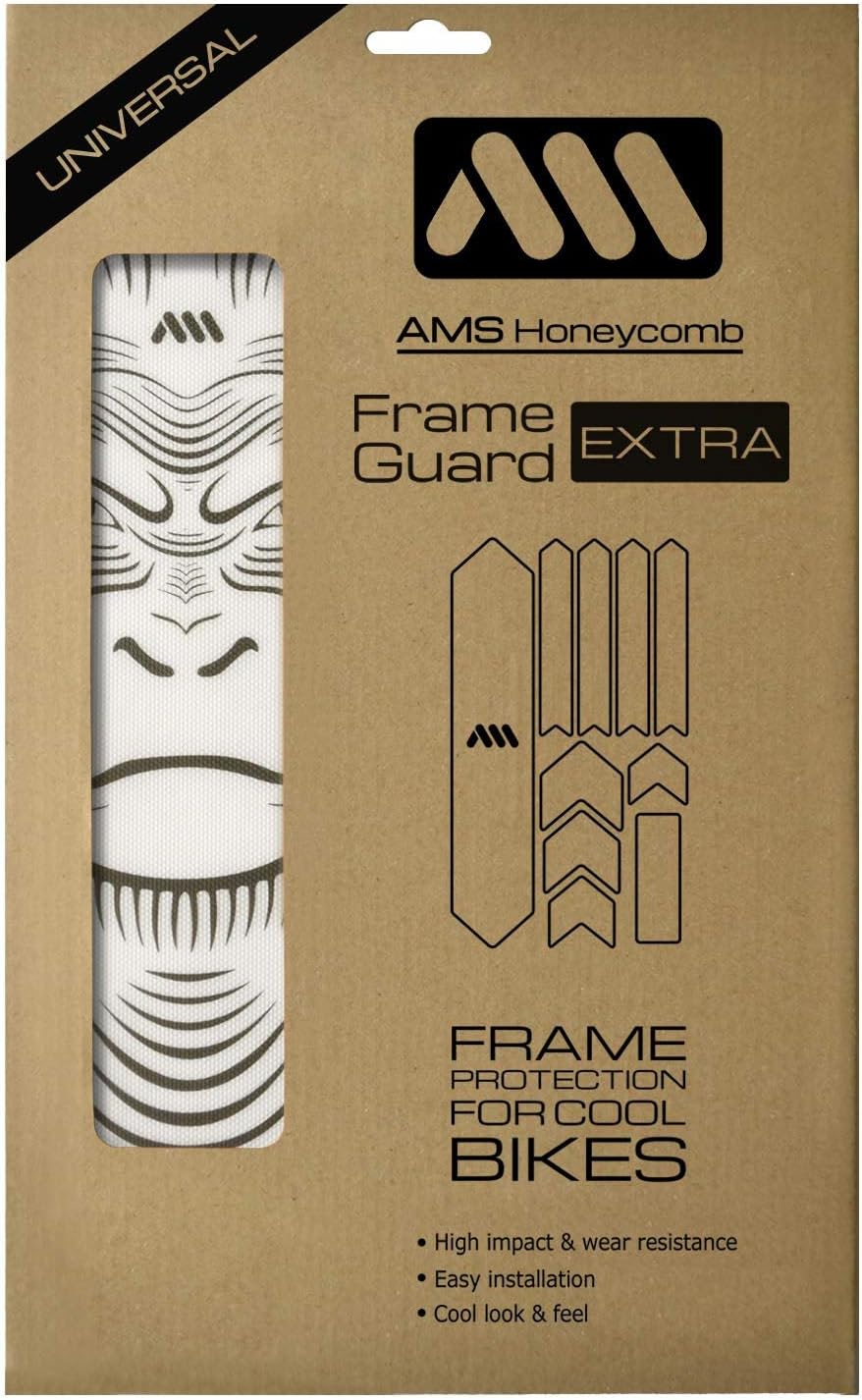 All Mountain Style Bike Frame Protector Extra - Universal Fit, 10-Piece Set for Down Tube, Chainstay, Cable Wear, High-Impact Honeycomb PVC
