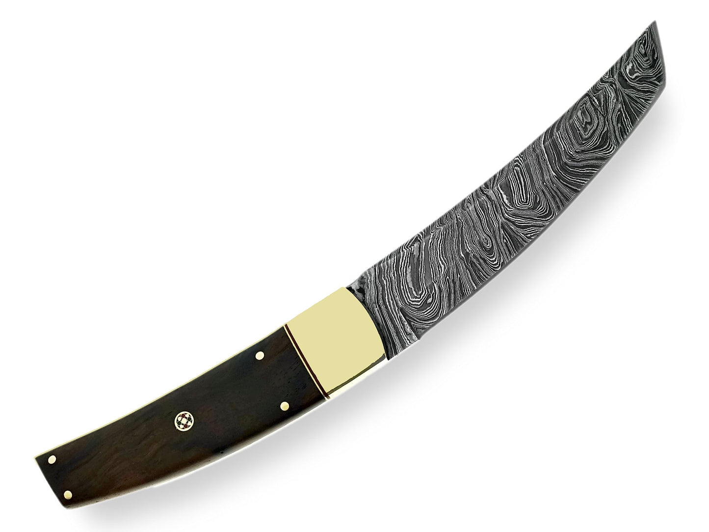 Handmade Damascus Steel Tanto, Skinner, Hunting, Fixed Blade, and Camping Knife with Leather Sheath – Durable Outdoor Knife Collection (OB-1092) (Brown)