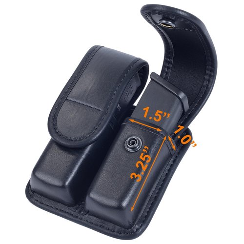 TAFTACFR Molded Double Mag Pouch Tactical Universal Magazine Holder Fits Pistol Mag Single or Double Stack IWB or OWB Mag Pouch Law Enforcement Duty Mag Holder With Removable Top Cover and Hidden Snap
