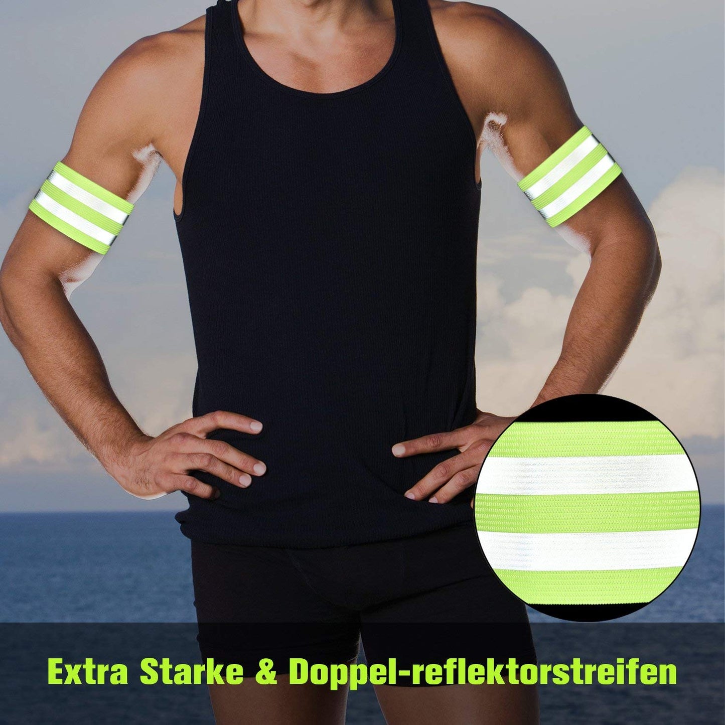 Kamozimi Reflective Bands for Night Walking Reflective Arm Bands Set of 6 Double Reflective Bands for Outdoor Cycling, Hiking, Jogging, Motorcycle Riding or Running