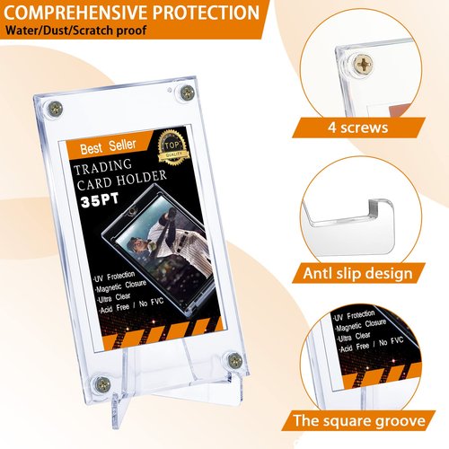 Screw Trading Card Protector with Display Stands Acrylic 35 PT Baseball Card Holder for Football Sports Game Business Display(30 Pcs)
