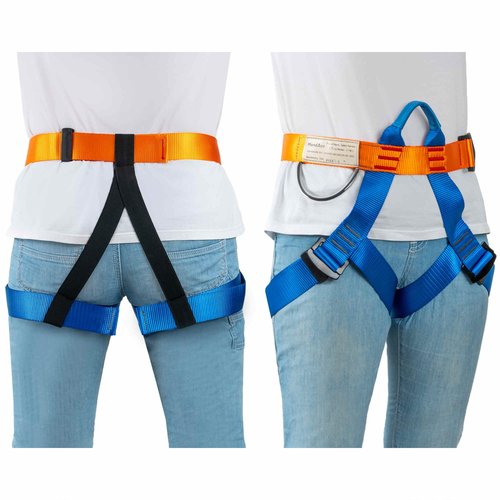 HandAcc Safety Belt for Tree Climbing, Rock Climbing, Zipline - Half Body Guide Belt for Women, Men & Novices