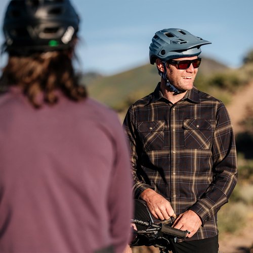 Club Ride Apparel Daniel Flannel Long Sleeve Shirt - Men's Snap Down Cycling Top - Black Bumble - Medium