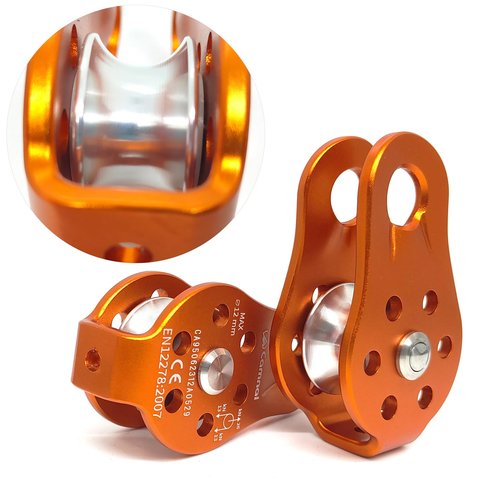 LILYXIN 26KN Fixed Plate Micro Pulley, Small Aluminum Rope Pulleys, Climb Bearing Hitch Pulley for Climbing, Rappelling, Aloft Work Etc (26KN, Orange, 2)
