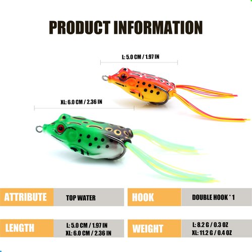 šš«ššØš„šššššš¦ 5pcs Fishing Lures Frogs Lure Frog Baits Ray Frog Topwater luresFishing baits for Basslure Pike Snakehead Musky Weedless Freshwater Soft Lure with Tackle Box