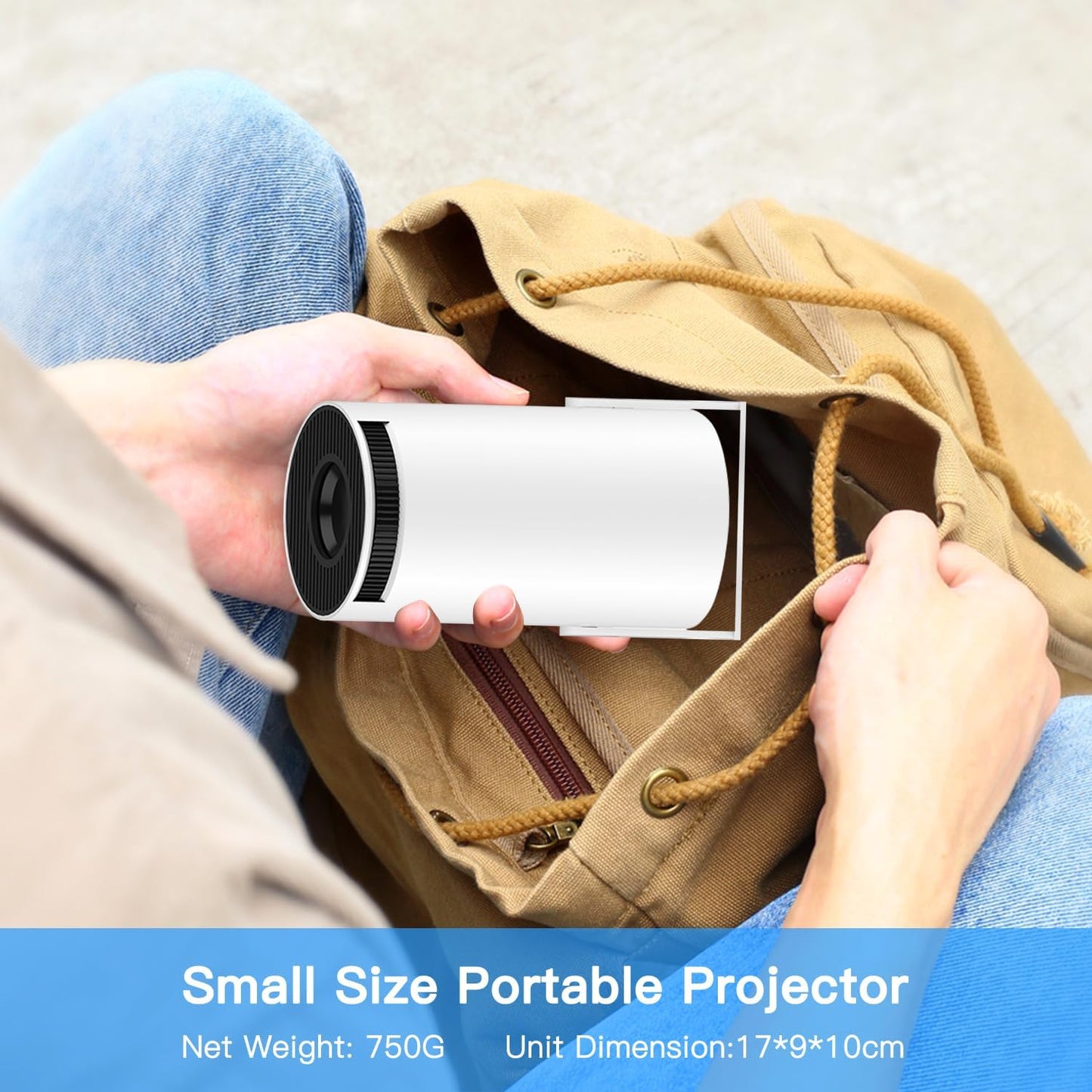 Mini Projector with WiFi and Bluetooth, Support 4K 1080P, 150 ANSI Portable Projector, Auto Keystone Correction, 40"-130" Screen Video Projector, Compatible with Smartphone,TV Stick,Laptop (HY300)