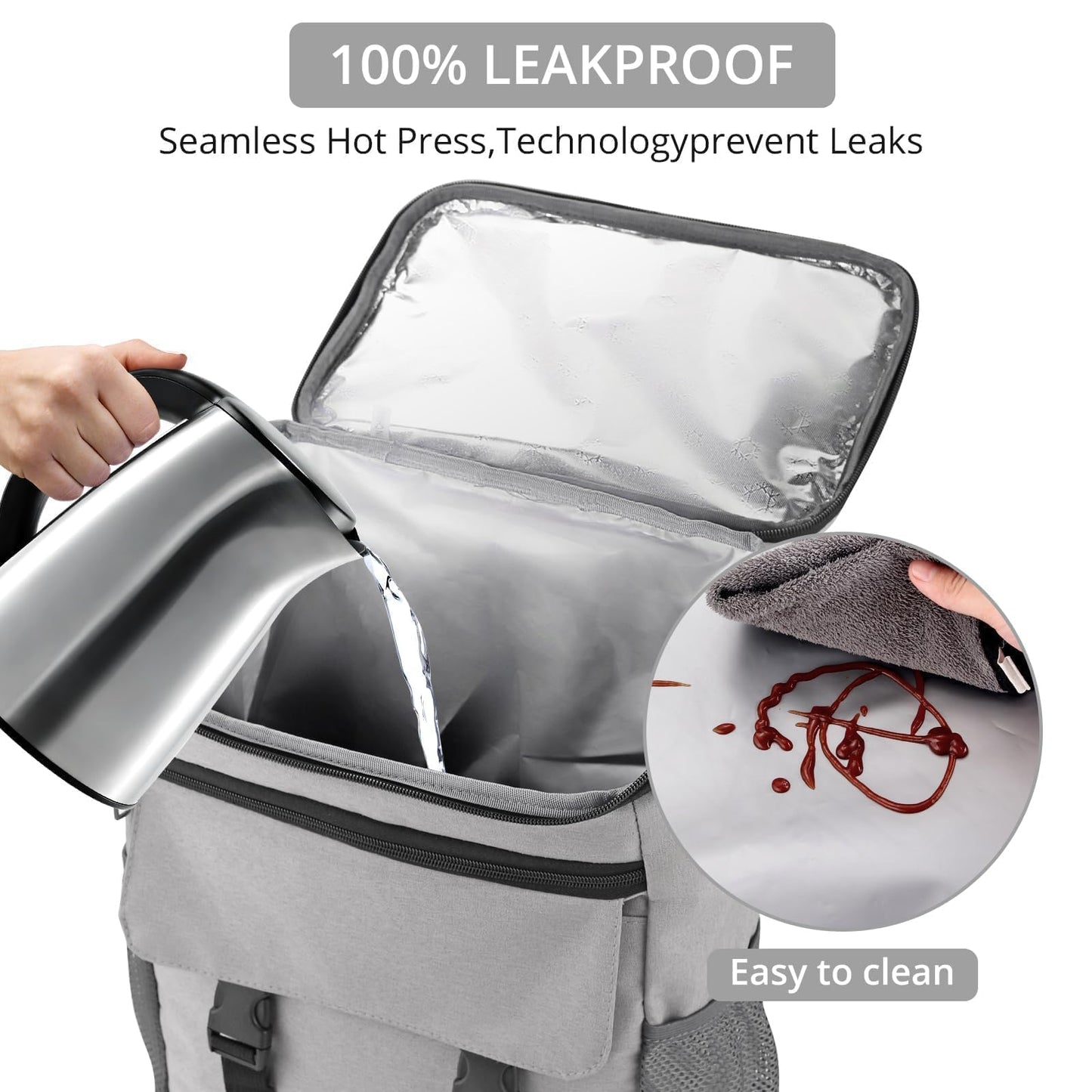 Justech Cooler Backpack 25L, Leakproof Waterproof Beach Backpack, Insulated Lunch Cooler Bag for Men and Women Large Capacity Backpack for Picnic, Camping, Beach, Travel, BBQ, Hiking, Fishing, Grey