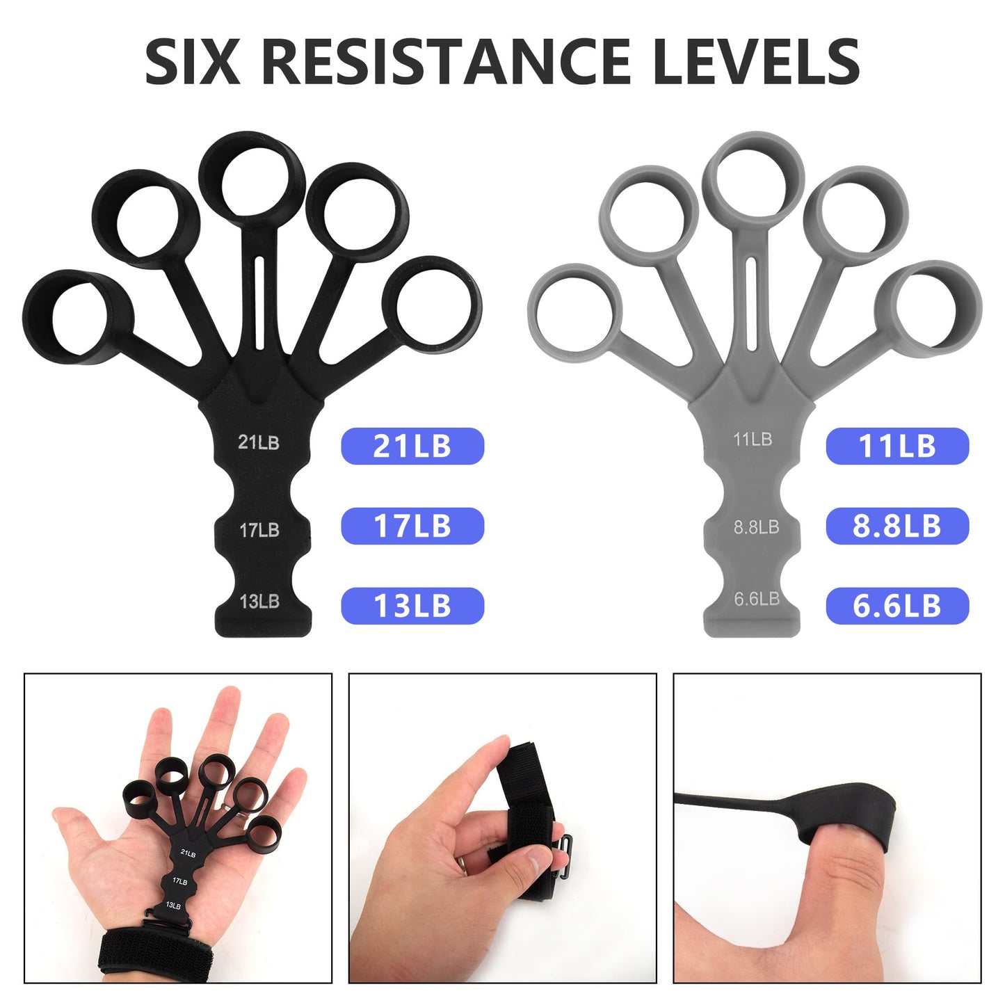 Kingshion 2PCS Ength Trainer, Grip Strength Trainer Finger Strengthener, Hand Grip Strengthener, Finger Grip Strength Trainer,Finger Exerciser,Hand Grip Strengthener 6 Resistant Level Finger Exerciser