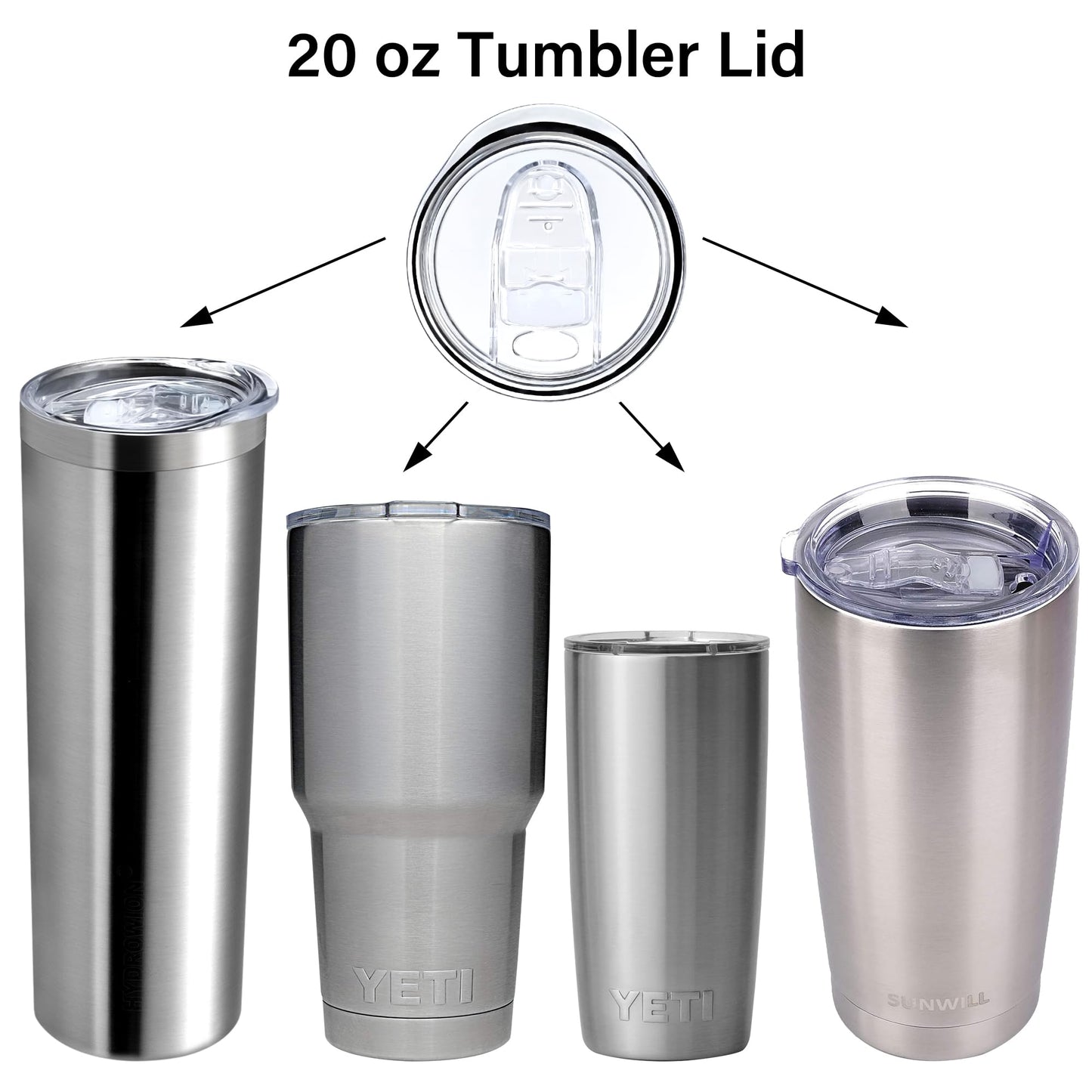 20/12 OZ - 2 Replacement Lids for Yeti Tumblers like Yeti Lids - 3.3 Inch Diameter - Spill Proof Lids for Yeti Tumblers - Tumbler Lid for Yeti Tumbler 20/12 oz, Compatible Rambler,Ozark Trail (2 Pack)
