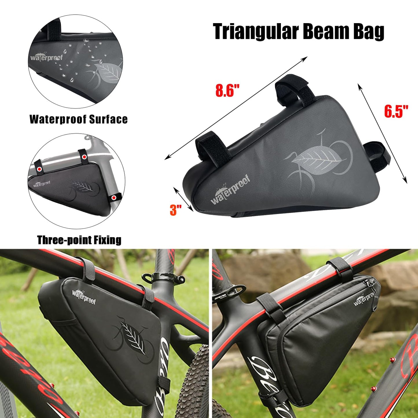 Socpuro Bike Repair Tool Kit, Waterproof Frame Triangle Bag with Bicycle Multi-Function Repair Tool Kit, Portable Repair Tool Accessories Set for Road Mountain BMX Cycling