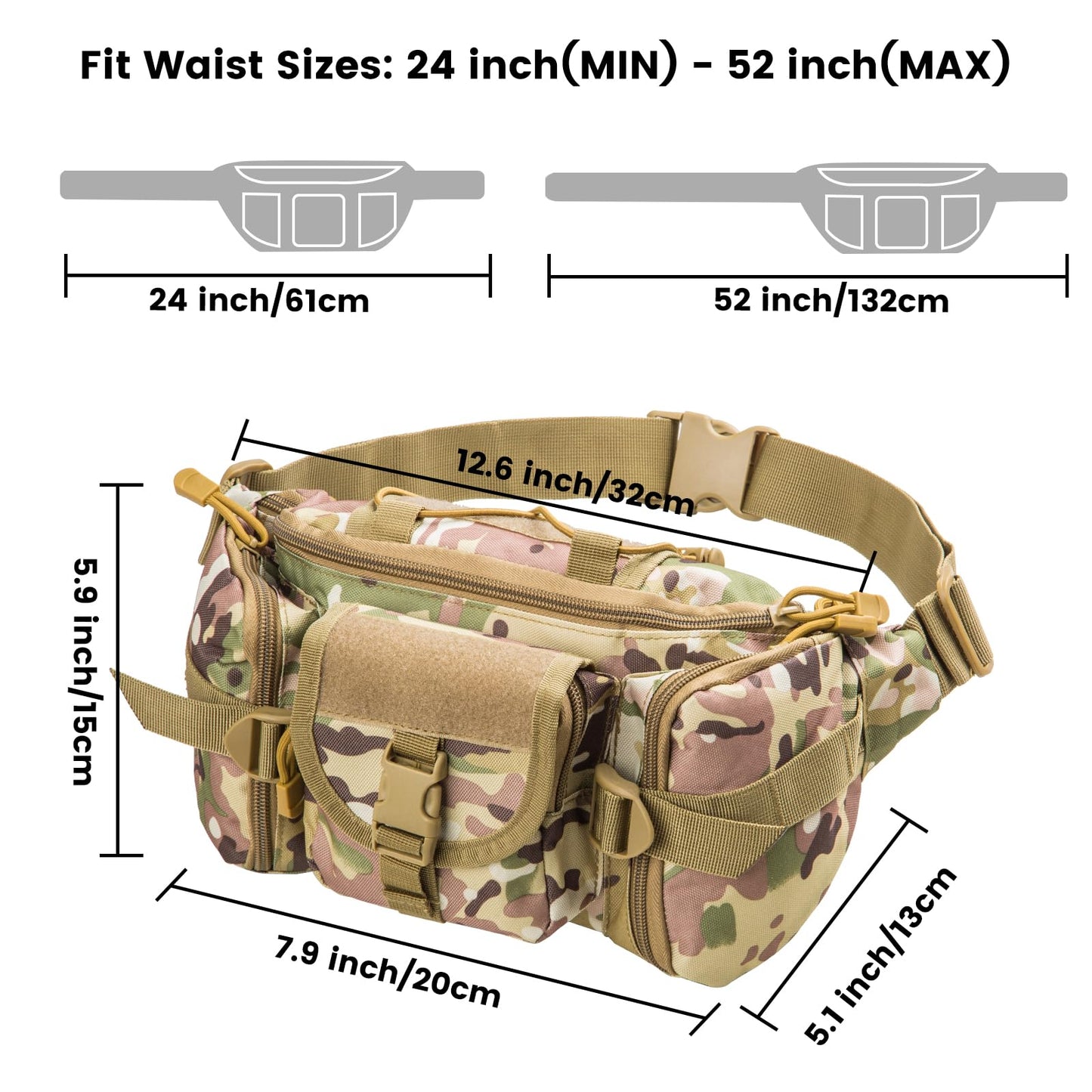 Shangyuan Hunting Waist Bag, Fanny Pack for Gear, Knife, Deer Call, Flashlight, Water Bottle, Wallet, Phone - Backpack Pouch for Dove Tree Short Mobile Trip, Gifts for Men