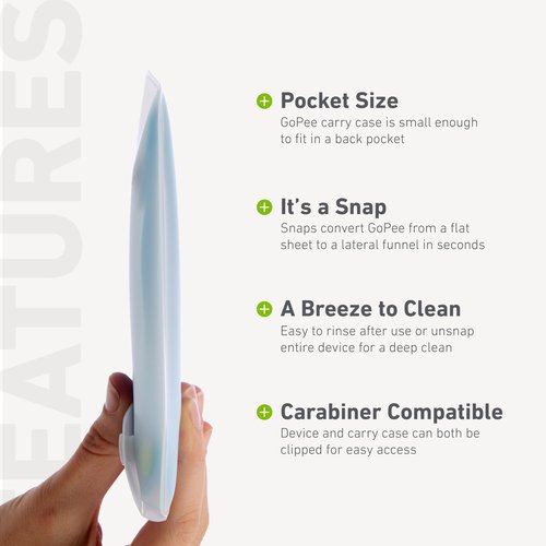 GoPee Female Urination Device, Folds Transforms Instantly to Flat Pocketable Stand To Pee, Pee Easily Fully Clothed, Comfortable, Ultra-Compact, Reusable, Travel Outdoors, Includes Case, Autumn/Orange