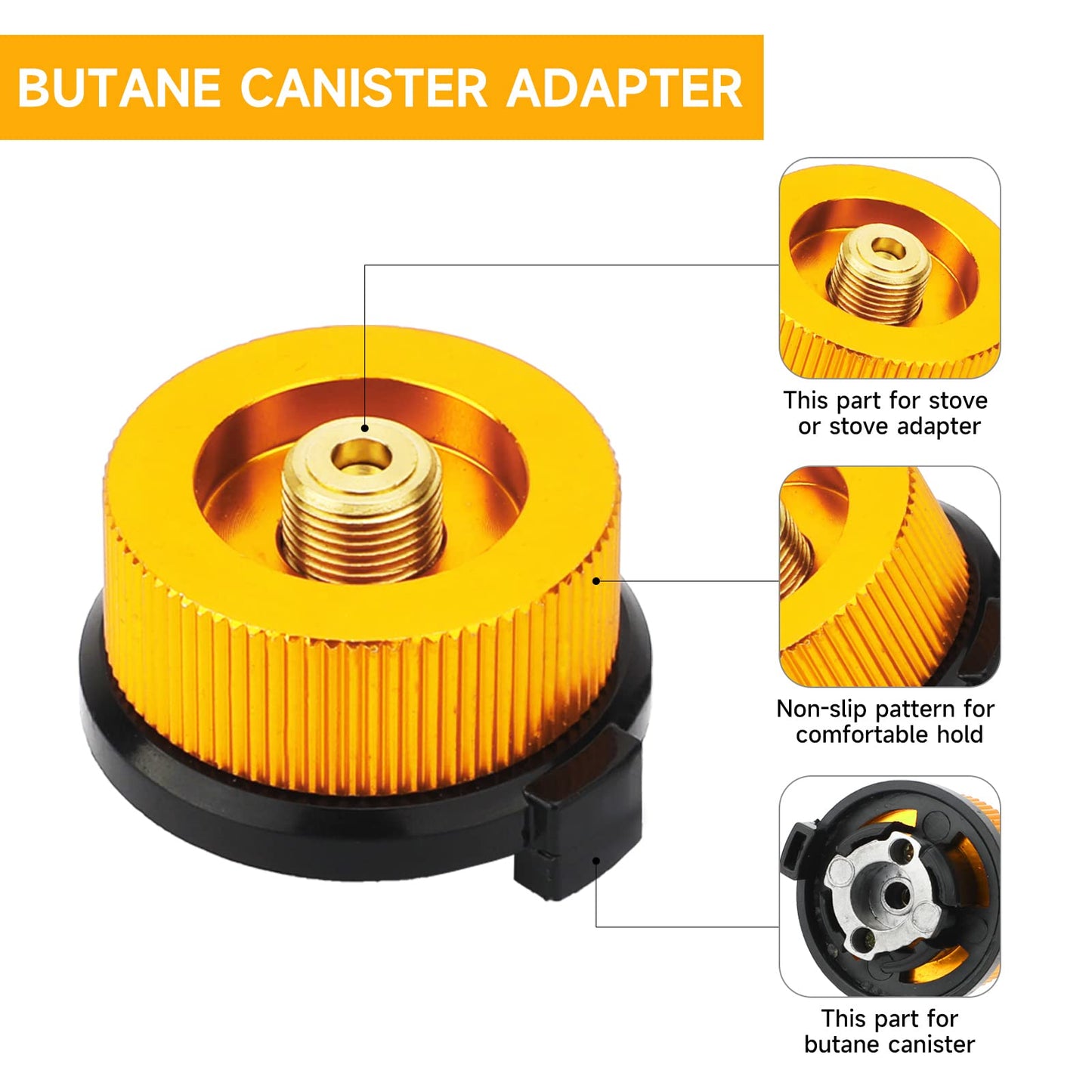 SAN LIKE 2pcs Camping Stove Adapter Butane Canister Adapter EN417 Lindal Valve Canister Shifter Propane Adapter Isobutane Fuel Canister with Exhaust Air Pressure Button