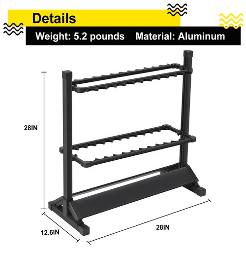 Jorazor Fishing Rod Holders,Fishing Pole Holders,Fishing Rod Rack,24 Slots to Hold Rods & Reel Combo,Lightweight Aluminum Vertical Fish Pole Garage Storage Ground Display Stand (Black)