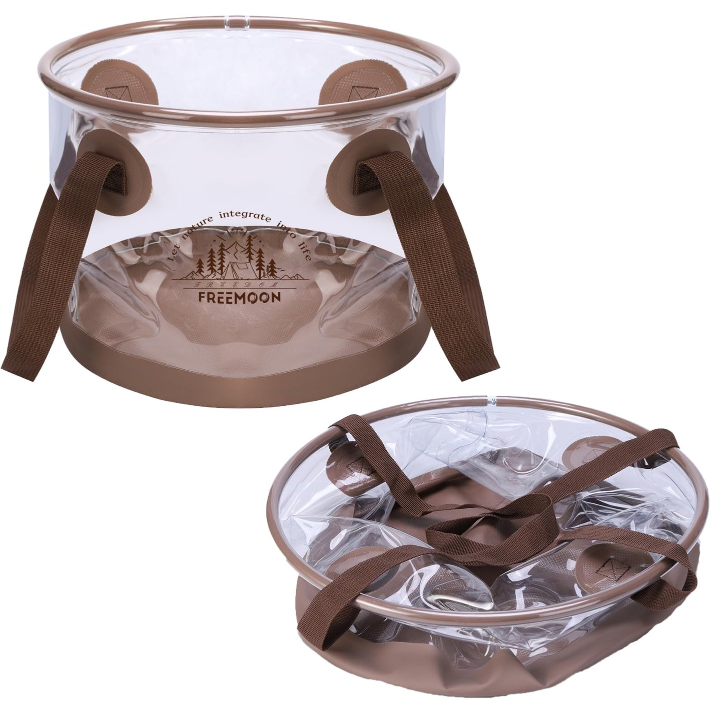 FREEMOON Collapsible Bucket, PVC Folding Bucket Wash Basin with Handle, Portable Storage Bucket Water Basin for Camping Fishing Travelling Picnic Gardening (10L / 2.5 Gallon)