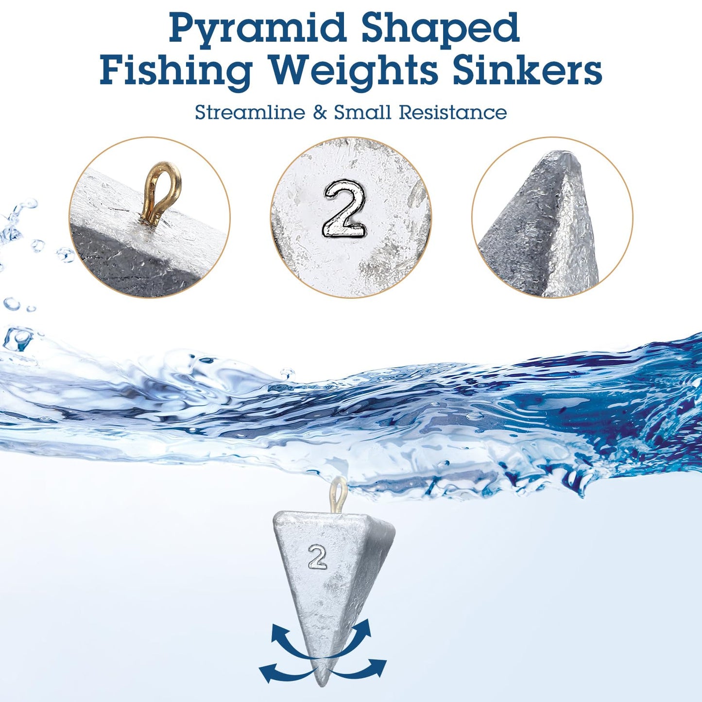 18 Pieces Pyramid Fishing Weights Sinkers Triangle Fishing Sinkers Rig Pyramid Sinkers for Ocean Saltwater Surf Bass Fishing Casting Gear Tackle (3)