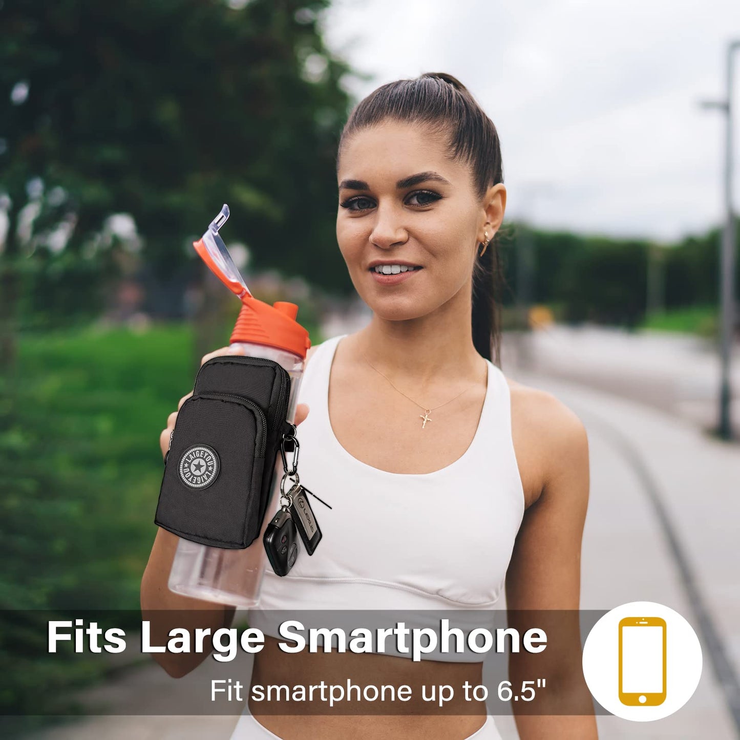 Adjustable Water Bottle Pouch with Phone Holder and Key Holder - All-in-One Gym Accessory for Convenient Storage of Your Essentials