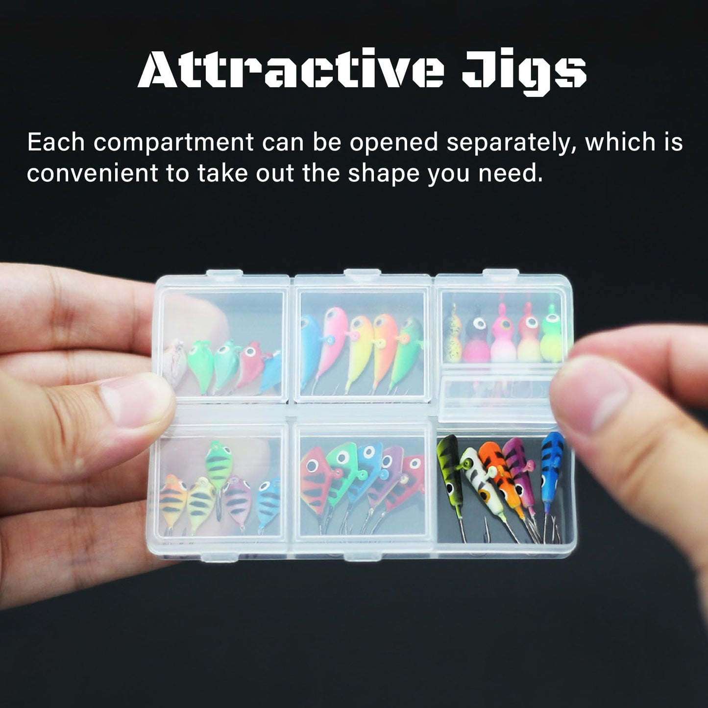 KJEIM Ice Fishing Jigs Kit, 30pcs Glow Ice Fishing Lures Luminous Ice Fishing Gear Winter Fishing Jigging for Crappie Pike Panfish Walleye Perch Bluegill