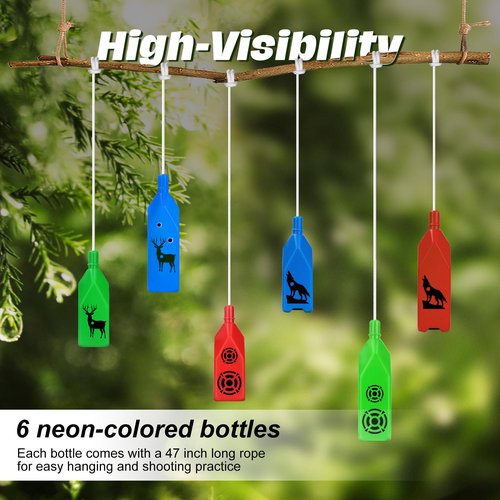 Ideagle 6 Pack Shatterproof Bottle Shooting Targets, Plastic Bottles for Backyard Shooting, with Hanging Rope for Target Practice, Ideal for Indoor and Outdoor Training