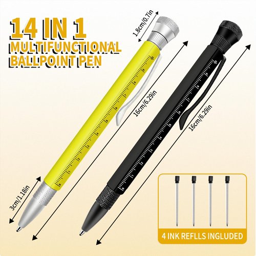BoAn Gifts for Men,14 In 1 Multitool Pen (2 Pack),Fidget Spinner Decompression,Screwdriver,Hook Remover,Integrated Various Tools,Fathers Day Dad Birthday Gift