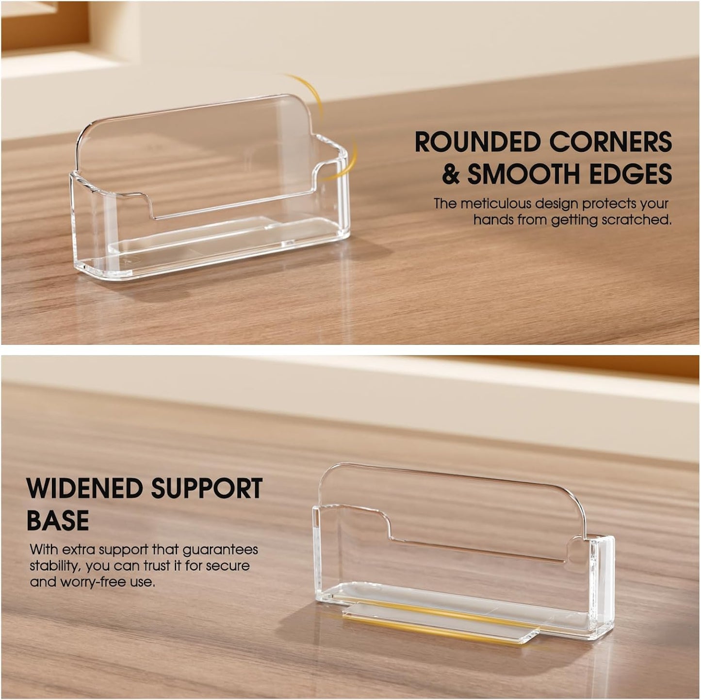 MaxGear 8 Pack Acrylic Business Card Holder for Desk, Clear Plastic Display Stand Fits 50 Business Cards, Elegant Desktop Organizer for Home and Office