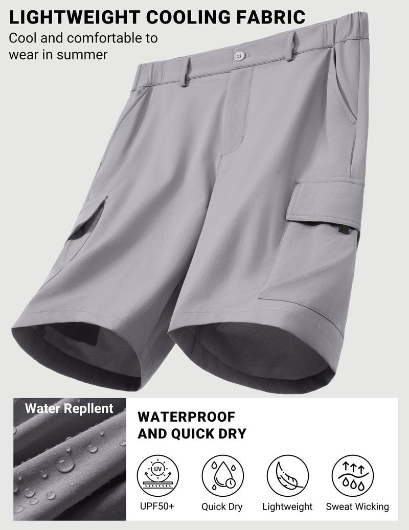 COOFANDY Mens Shorts Casual Hiking Cargo Shorts Lightweight Quick Dry Fishing Golf Shorts Men 9 Inch Inseam