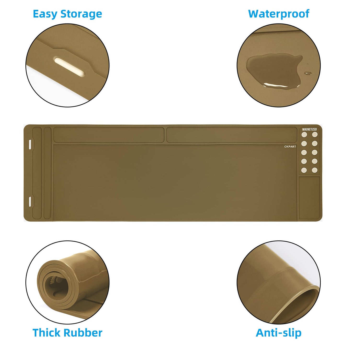 CKPART Rifle Gun Cleaning Mat, Anti-Slip Rubber Gun Mat, Gun Maintenance Mat,Gun Maintenance Mat for Gun Cleaning Kit 35.82" x 12" (Brown)