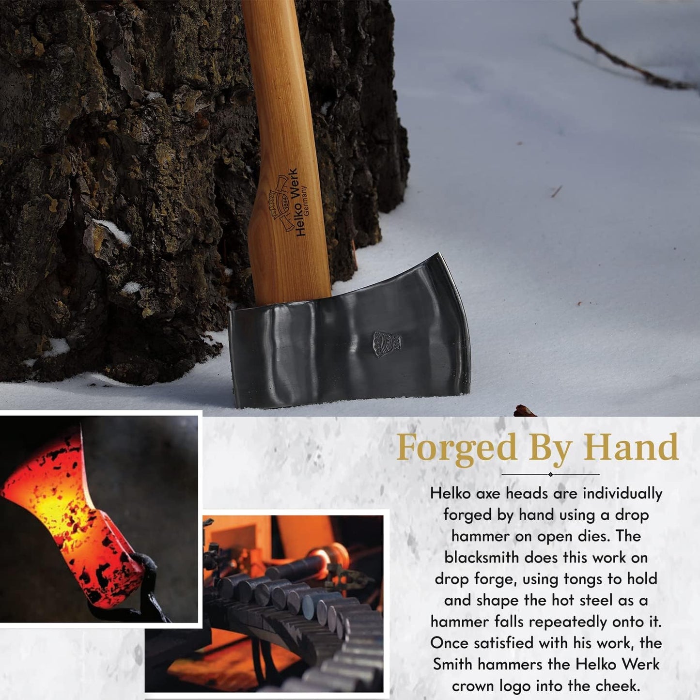 1844 Helko Werk Germany Classic Journeyman Pack Axe - Made in Germany Lightweight and Compact Backpacking Axe and Bushcraft Axe for Camping - Head 1.5 lbs, Handle 20 in. (Journeyman) #11441
