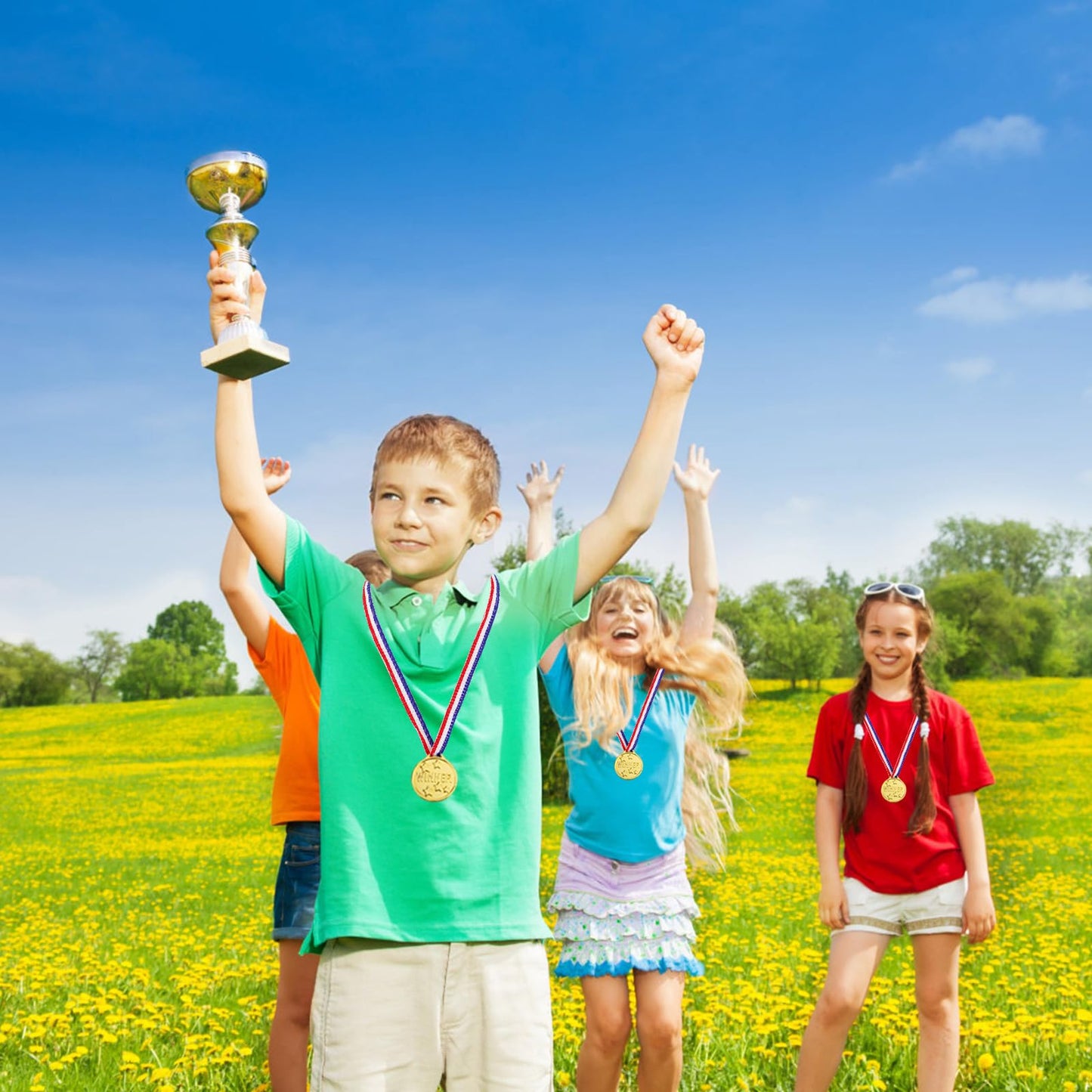 30 Pcs Gold Medals for Kids, Gold Plastic Winner Award Medals Golden Medal Prizes for Children Sports Competitions Game Party Gift