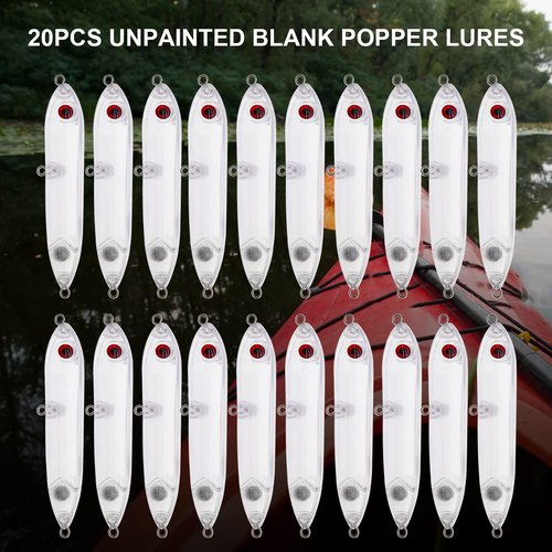Ghanneey 20PCS Blanks Fishing Lures Blanks Crankbait Kit Unpainted Fishing Baits Fishing Topwater Wobblers Fishing Lure with 3D Fishing Eyes