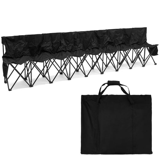 Kigley 9 Seater Folding Soccer Bench Chair Portable Team Sports Sideline Bench for Football Camp Travel Events Outdoor Seating with Storage Bag (Black)