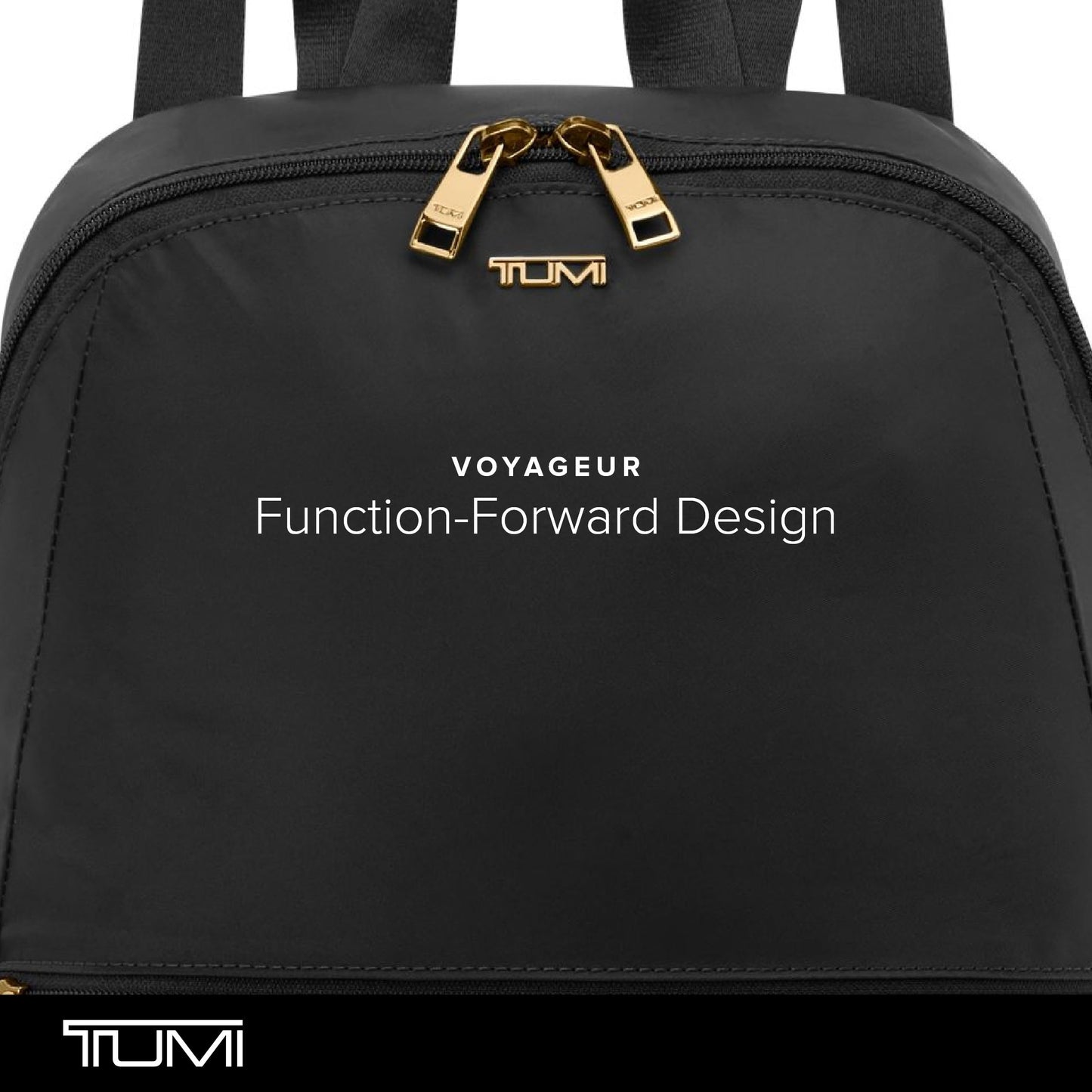 TUMI - Just In Case Foldable Backpack - Lightweight, Compact Travel Backpack - For One Bag Travel - 15.5" X 12.3" X 4.5" - Black with Gold Hardware