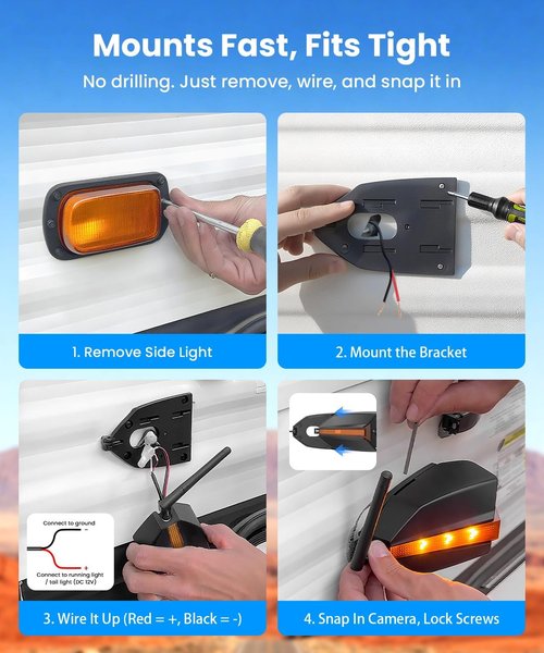 AUTO-VOX RV Backup Camera Wireless Plug and Play: Compatible with Pre-Wired RV, IR Night Vision, HD 1080P 7.2'' DVR 3-Channels, Stable Signal & Wide Angle Rear View Camera for Trailer Camper Motorhome