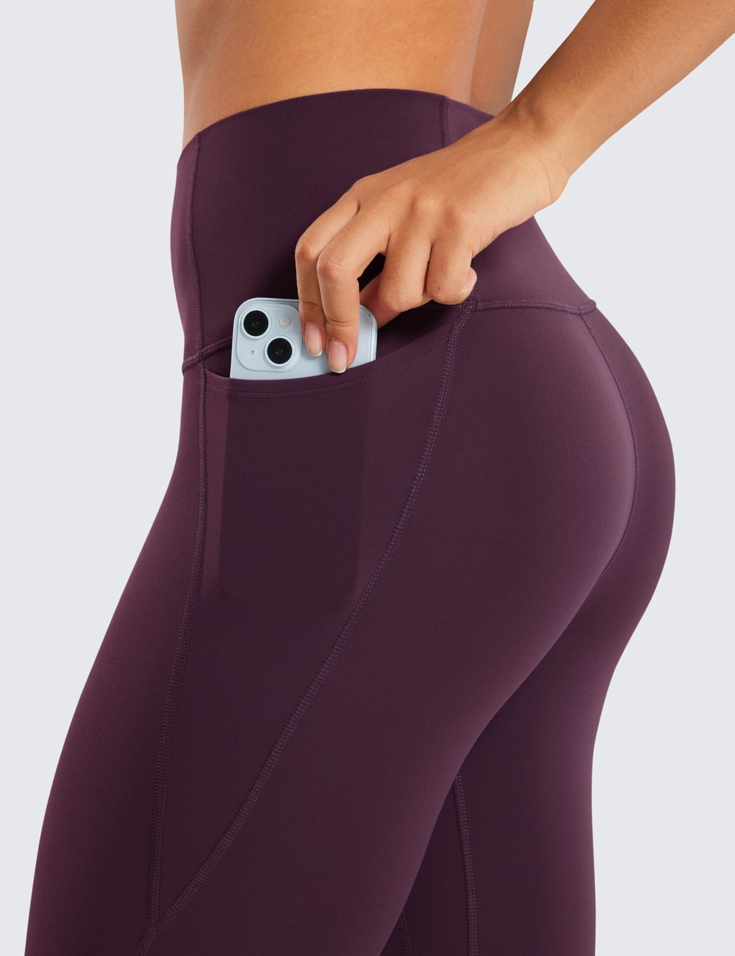 CRZ YOGA Butterluxe Workout Capri Leggings Pockets 21" - High Waisted Gym Athletic Womens Crop Yoga Deep Purple Medium