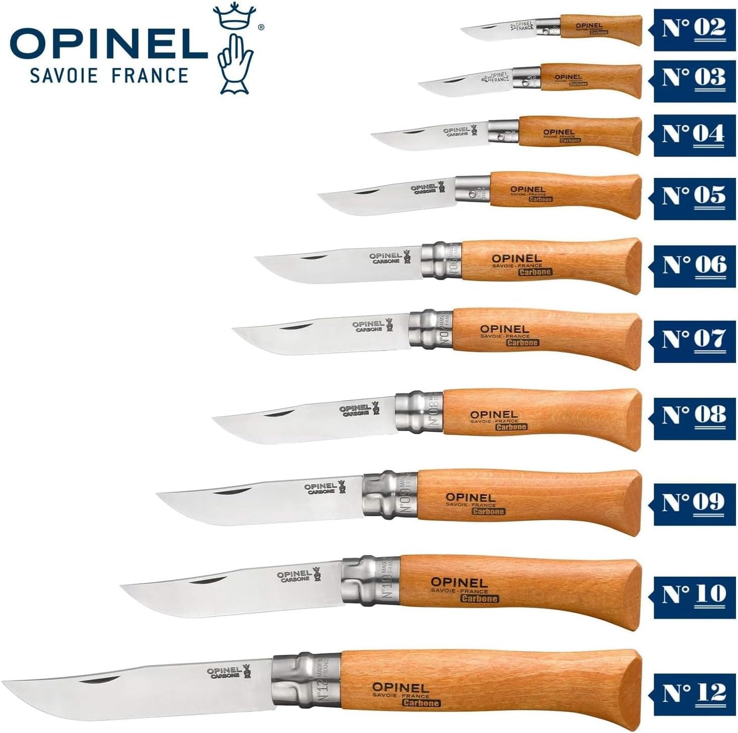 Opinel N Degree5 Bechwood Handle Carbon Steel Knife, 6 cm Blade