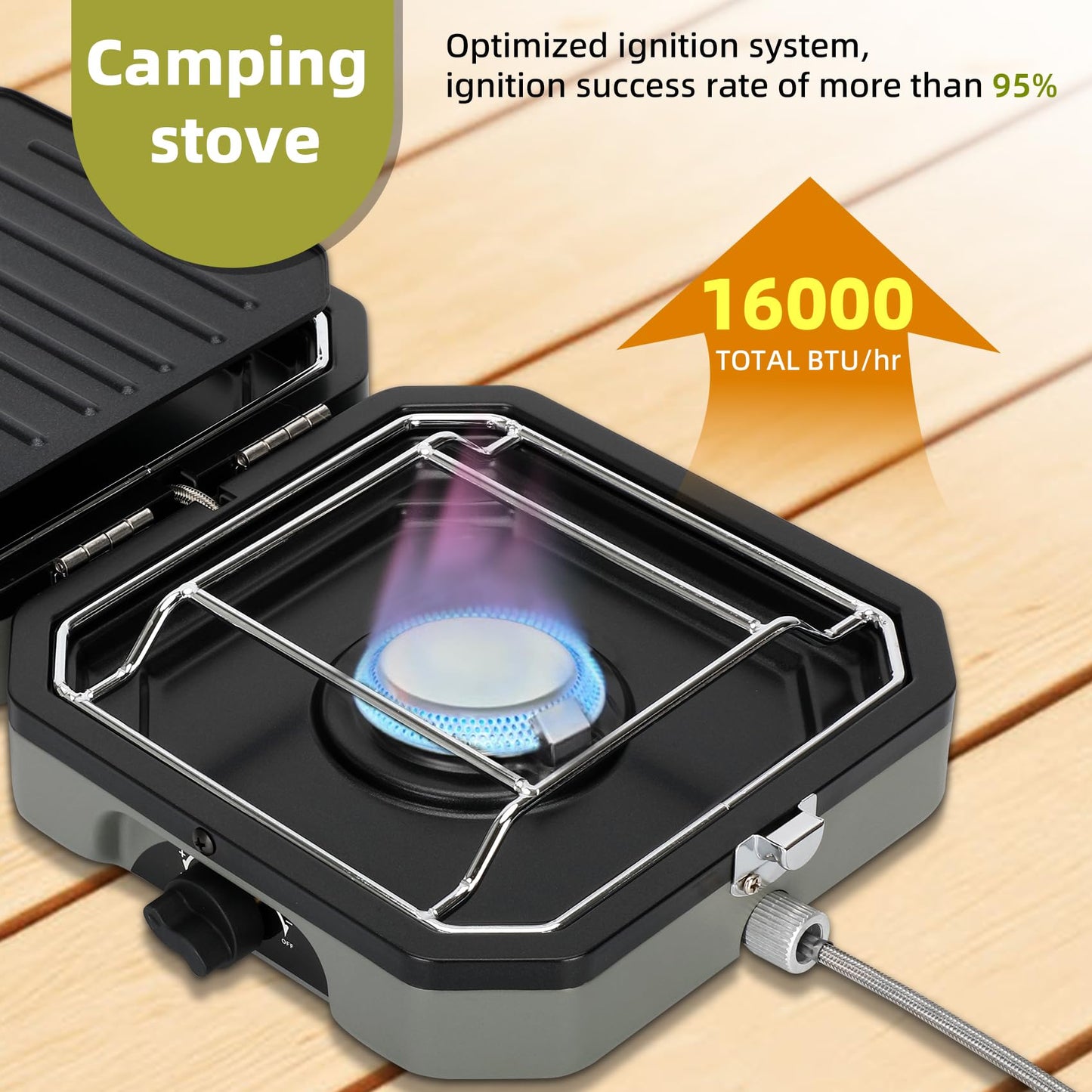 2 Burner Folding Camping Stove with Griddle,Portable Folding Camp Stove with 2 adjustable burners ,Camping stove for camping, propane stove for camping,2 burner camping stove foldable
