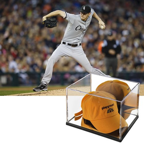 Hat Display Case Mirror Background and Base,Clear Acrylic Baseball Cap Display Box Stand,UV Protection Signed Hat Transparent Showcase Football,Snapback Caps,Ideal Gift for Caps Collector