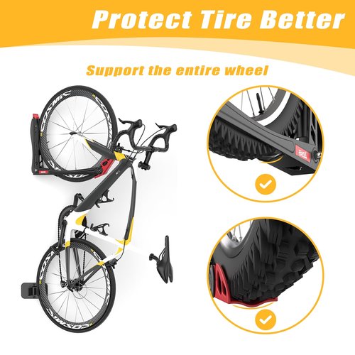 TORACK BIKEPAL Space Saving Wall Mounted Swivel Bike Racks, Vertical Bike Wall Hangers for Garage Storage Solution (2 Pack)