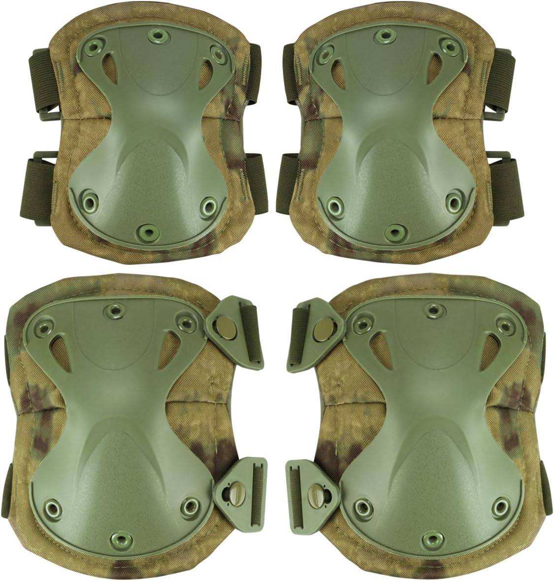AOUTACC Tactical Combat Knee & Elbow Protective Pads Set for Outdoor CS Paintball Game Cycling Safety Skateboarding Gear Skates Knee Protection Guard Pads