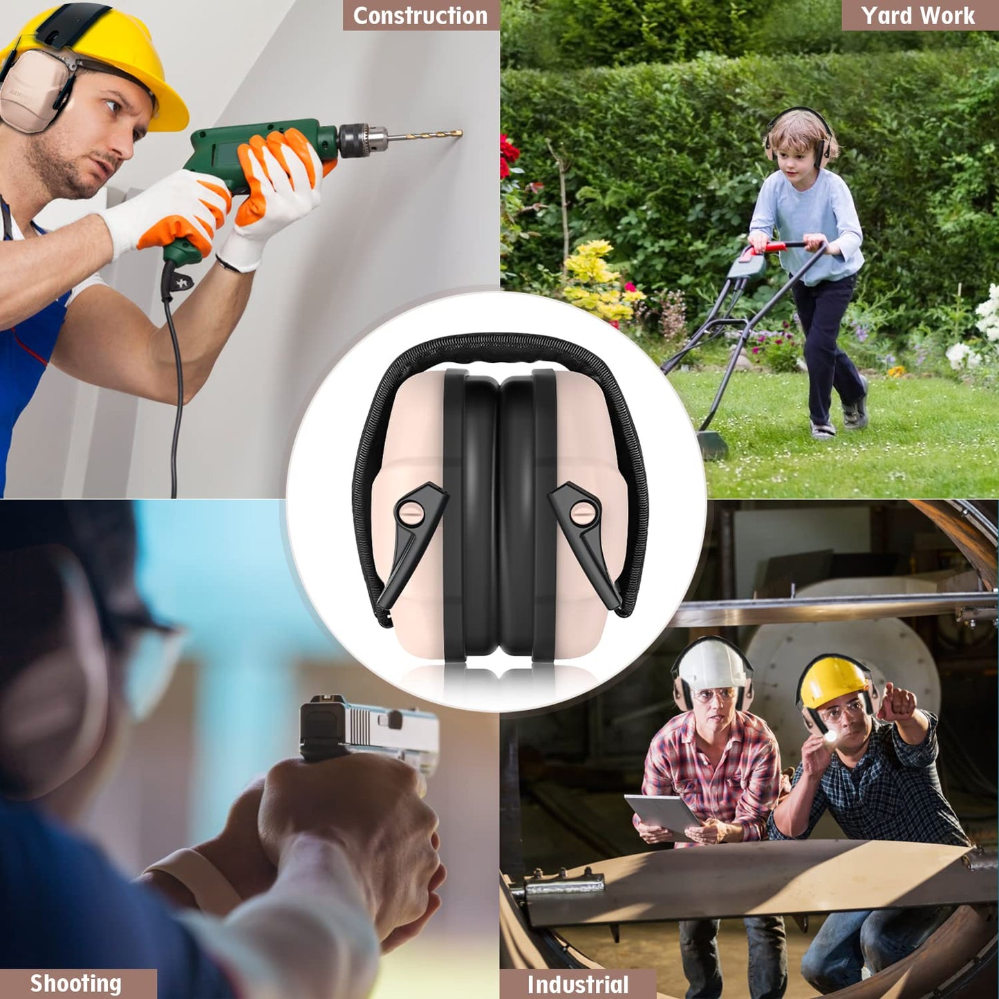 ucho 34dB Slim Noise Shooting Ear Protection - Special Designed Ear Muffs Lighter Weight & Maximum Hearing Protection (Pink)