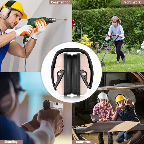 ucho 34dB Slim Noise Shooting Ear Protection - Special Designed Ear Muffs Lighter Weight & Maximum Hearing Protection (Pink)