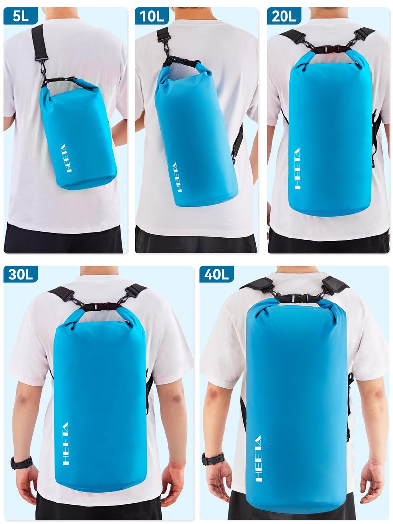 HEETA Waterproof Dry Bag for Women Men, Roll Top Lightweight Dry Storage Bag Backpack with Emergency Whistle for Travel, Kayaking, Boating, Camping, Beach, Cruise Ship Essentials (Blue, 20L)