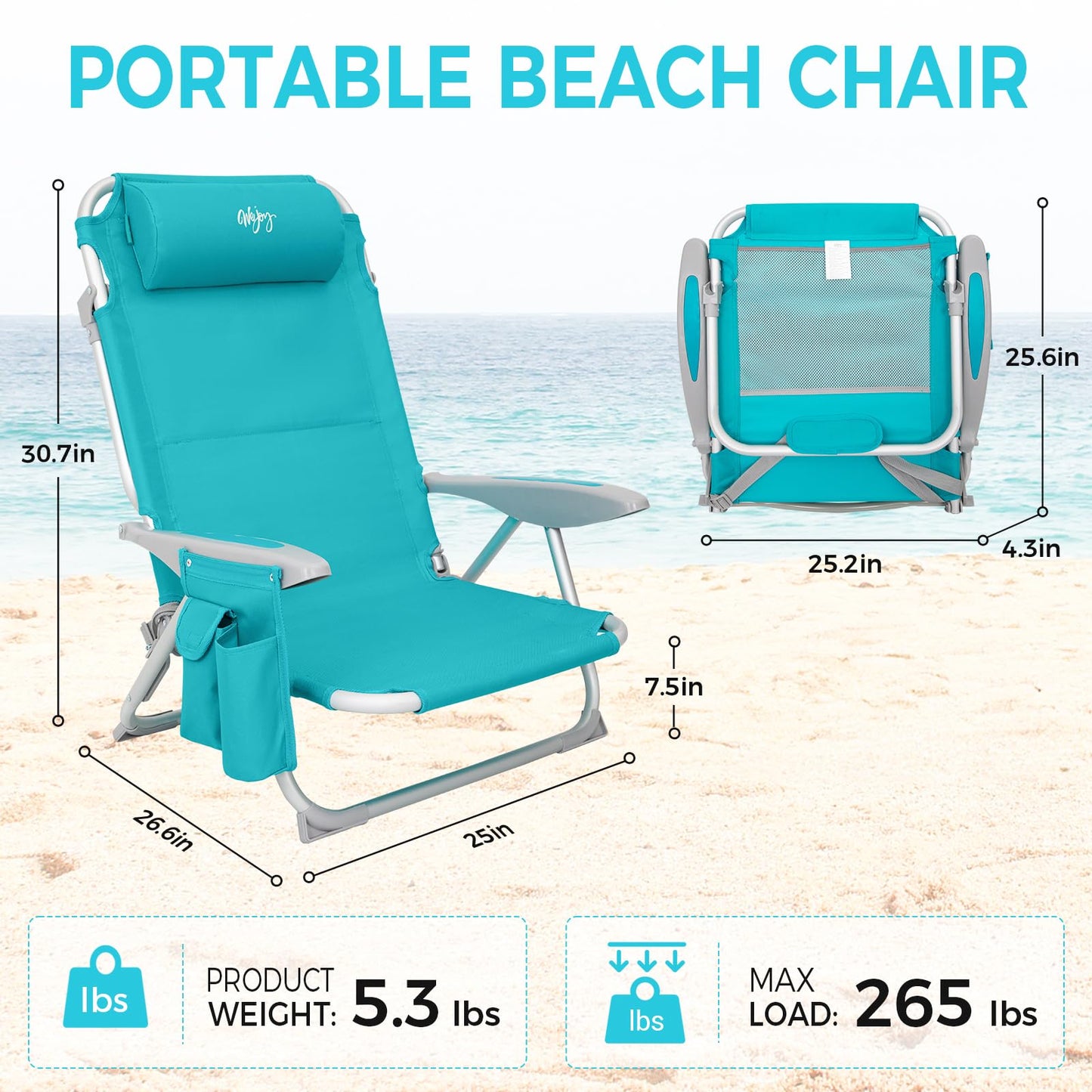 #WEJOY 2 Pack Folding 4-Position Beach Chair for Adults