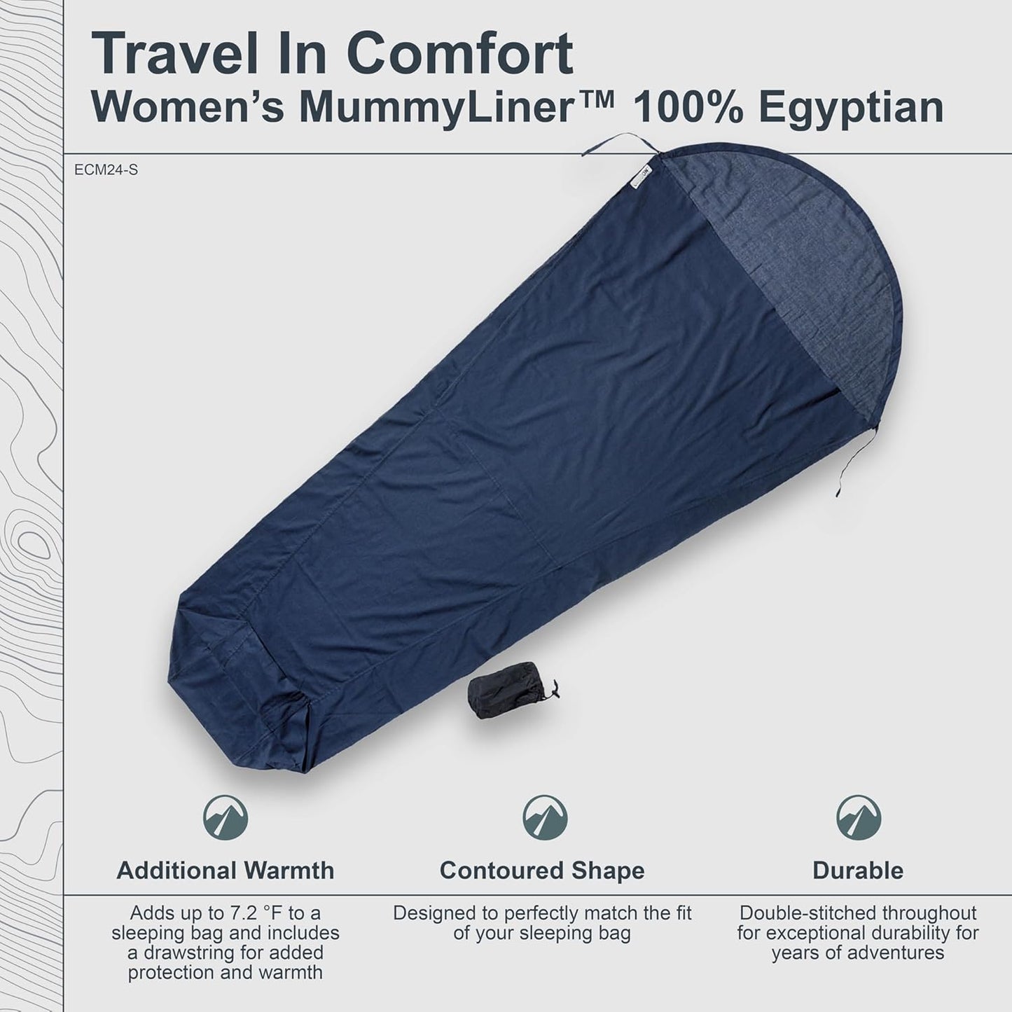 COCOON - Premium - Womens Egyptian Cotton MummyLiner - Tuareg Blue