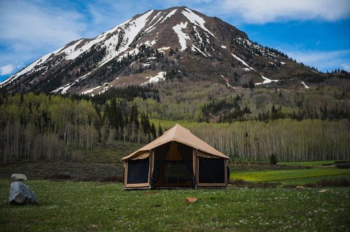 WHITEDUCK Altimus Canvas Tent with Stove Jack, Waterproof, 4 Season Luxury Camping and Glamping Tent Outdoor (Sandstone Beige, Fire Water Repellent, 14')